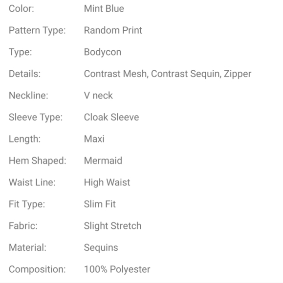 Mint Blue Random Print Contrast Mesh and Sequined Mermaid Maxi Gown - Picture 9 of 11